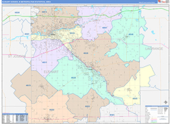 Elkhart-Goshen Metro Area Wall Map Color Cast Style 2026
